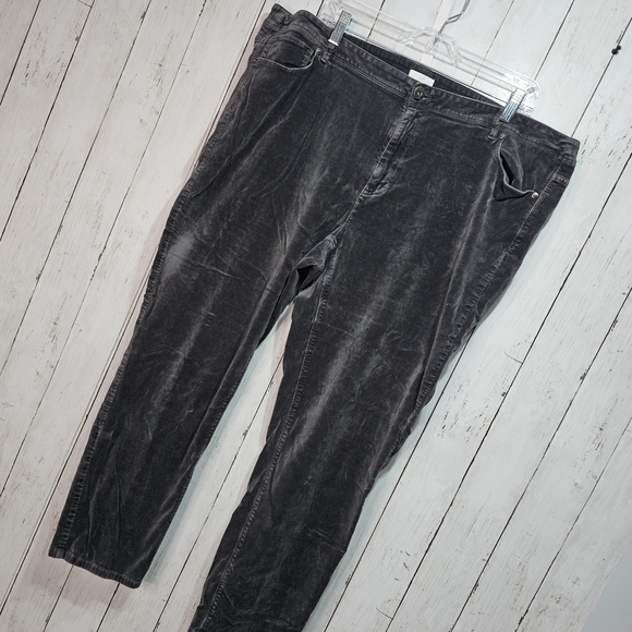 J. Jill Women's Gray Velveteen Velvet Pants Jeans Straight Leg Size 22. - Picture 2 of 8